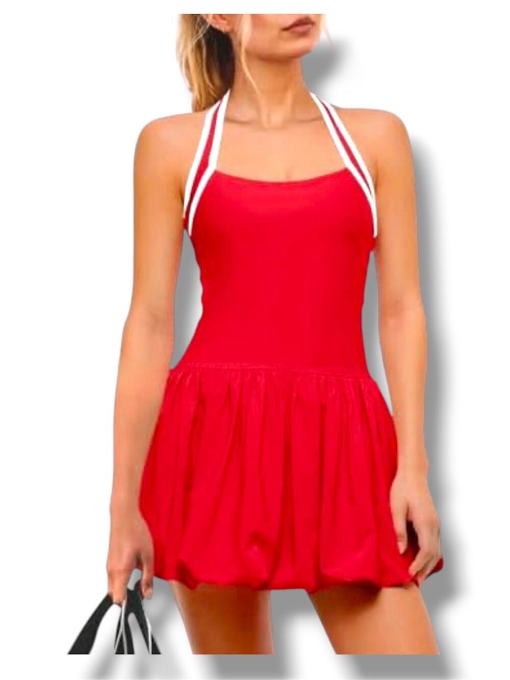 Abercrombie & Fitch YPB motionTEK Halter Bubble Hem Mini skort Dress size L NWT